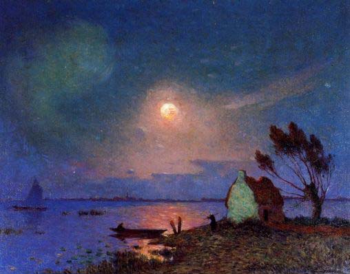 unknow artist Pont-Aven in the Moonlight